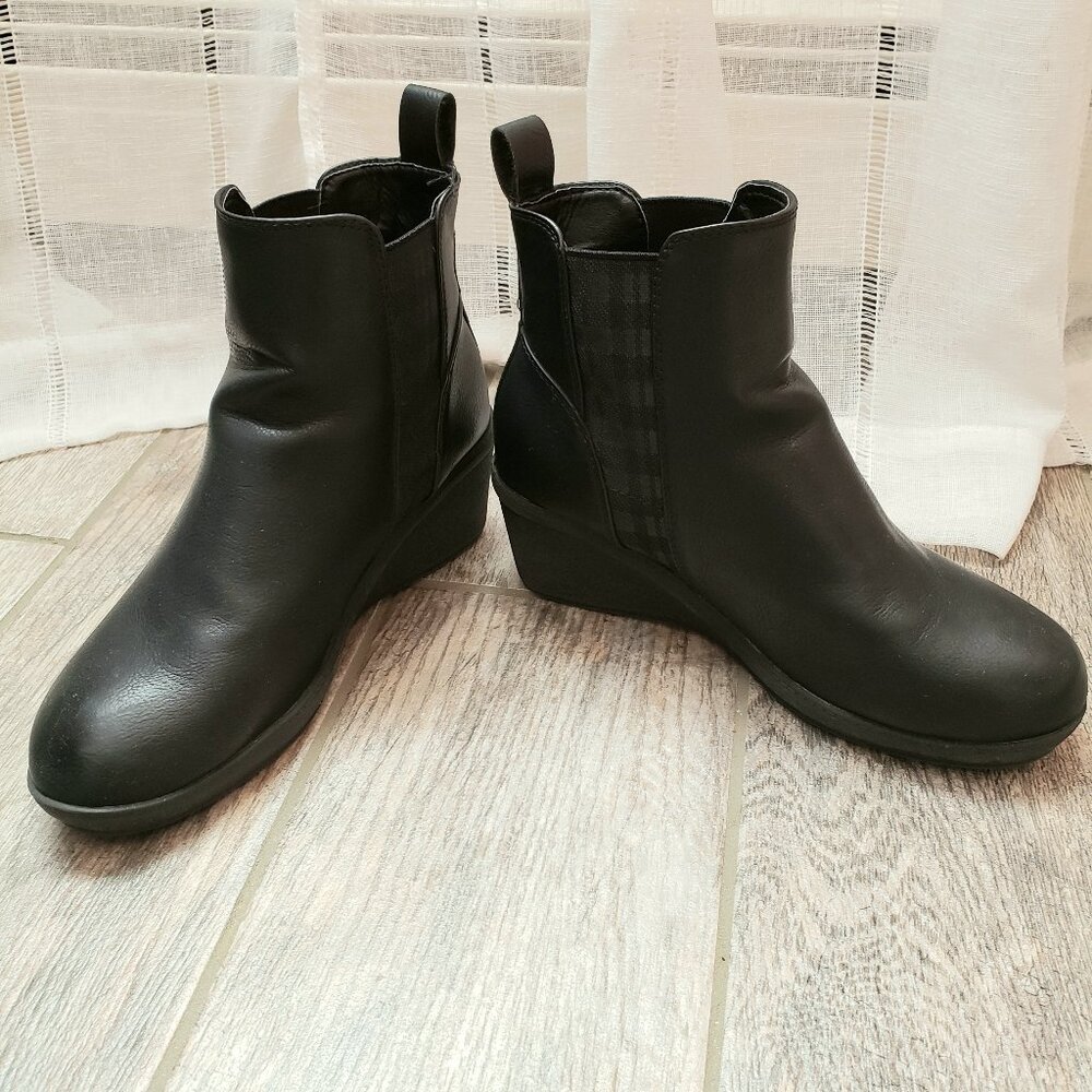 Muk Luks Oxford wedge ankle booties 6.5 black - Picture 3 of 14